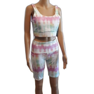 Catherine Malandrino 2 Piece Biker Shorts Sport Bra Activewear Set XL UnicornD15